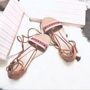 🌀Festival Tribal Lace up Hipster Sandals〰️🔅NIB